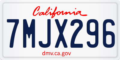 CA license plate 7MJX296