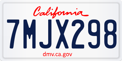 CA license plate 7MJX298