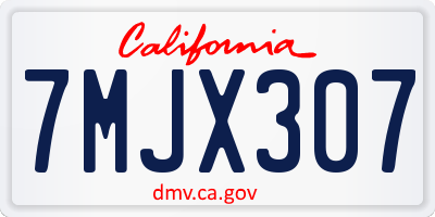 CA license plate 7MJX307