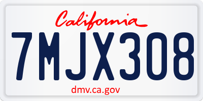 CA license plate 7MJX308