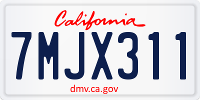 CA license plate 7MJX311