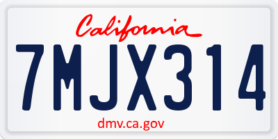 CA license plate 7MJX314