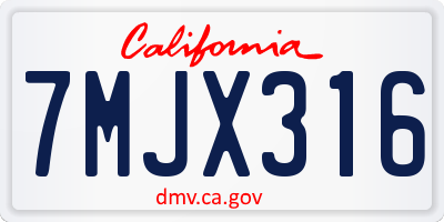 CA license plate 7MJX316