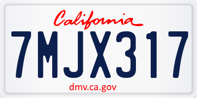 CA license plate 7MJX317