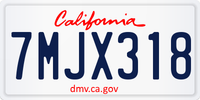 CA license plate 7MJX318