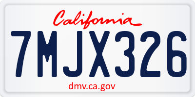 CA license plate 7MJX326