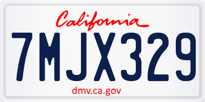 CA license plate 7MJX329