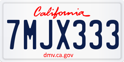 CA license plate 7MJX333