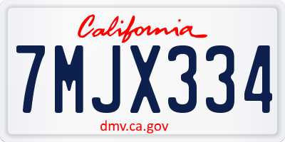 CA license plate 7MJX334