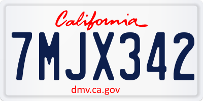 CA license plate 7MJX342