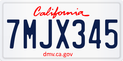 CA license plate 7MJX345