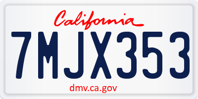 CA license plate 7MJX353