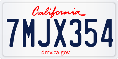 CA license plate 7MJX354