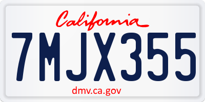 CA license plate 7MJX355