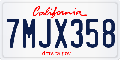 CA license plate 7MJX358