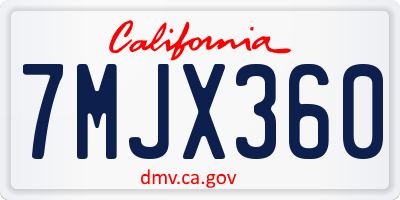 CA license plate 7MJX360