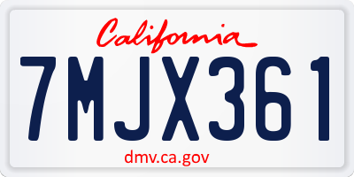 CA license plate 7MJX361