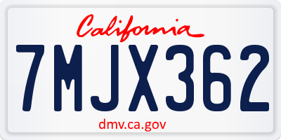 CA license plate 7MJX362