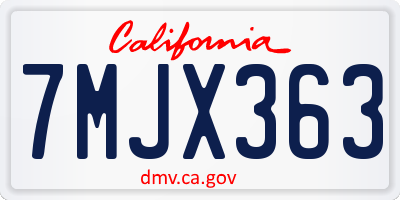 CA license plate 7MJX363