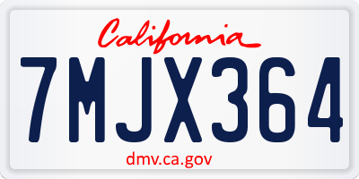 CA license plate 7MJX364