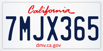 CA license plate 7MJX365