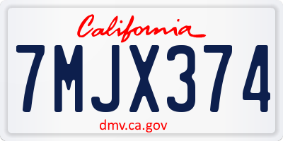 CA license plate 7MJX374