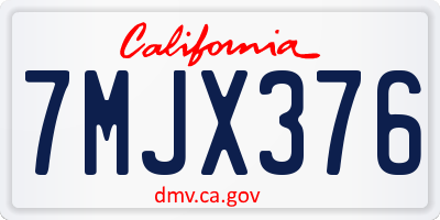 CA license plate 7MJX376