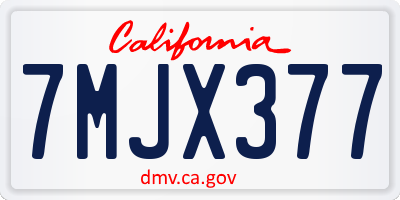 CA license plate 7MJX377