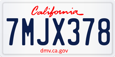 CA license plate 7MJX378