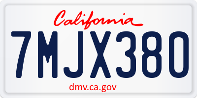 CA license plate 7MJX380