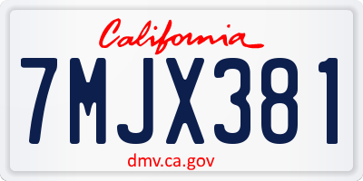 CA license plate 7MJX381