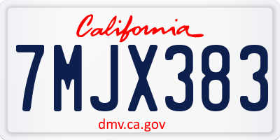 CA license plate 7MJX383