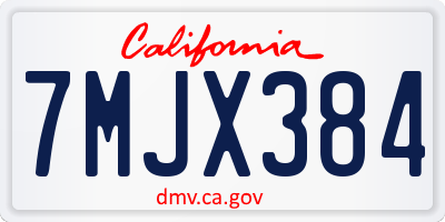 CA license plate 7MJX384