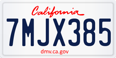 CA license plate 7MJX385