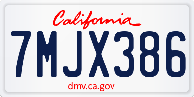 CA license plate 7MJX386