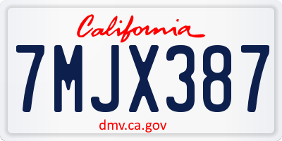 CA license plate 7MJX387