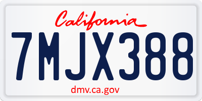 CA license plate 7MJX388