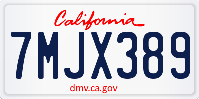 CA license plate 7MJX389