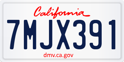 CA license plate 7MJX391