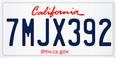 CA license plate 7MJX392