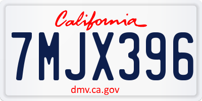 CA license plate 7MJX396