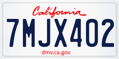 CA license plate 7MJX402