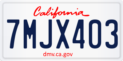 CA license plate 7MJX403