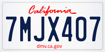 CA license plate 7MJX407