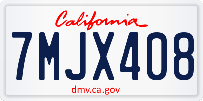 CA license plate 7MJX408