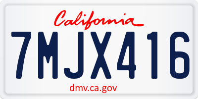 CA license plate 7MJX416