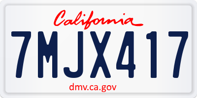 CA license plate 7MJX417