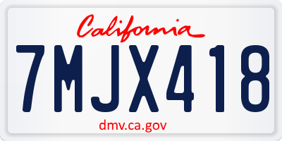 CA license plate 7MJX418