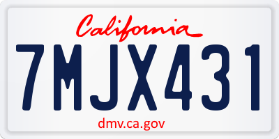 CA license plate 7MJX431