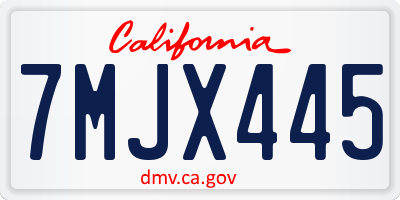 CA license plate 7MJX445